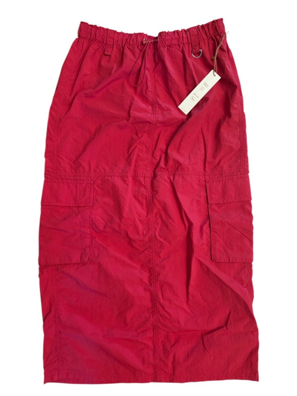 Love Tree | Red Parachute Cargo Skirt | Bungee Adjustable Waist Moisture Wicking